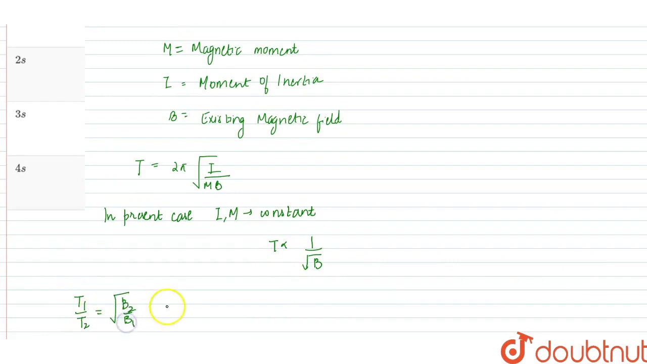 A vibration magnetometer placed in magnetic meridian has a small bar magnet.