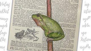 Watercolor frog on Vintage Dictionary page Tutorial