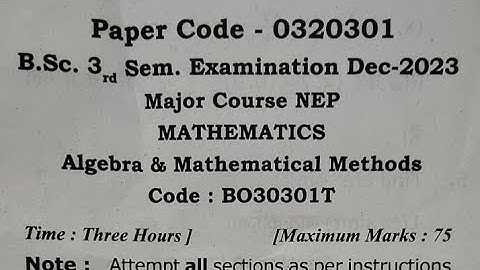 Algebra & Mathematical methods | BSc.3rd sem | Maa Shakumbhari University| Mathematics exam |