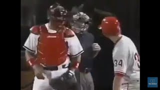 Home Plate Umpire Tim Tschida Throws Out Minnesota Twins Pitcher Joe Niekro