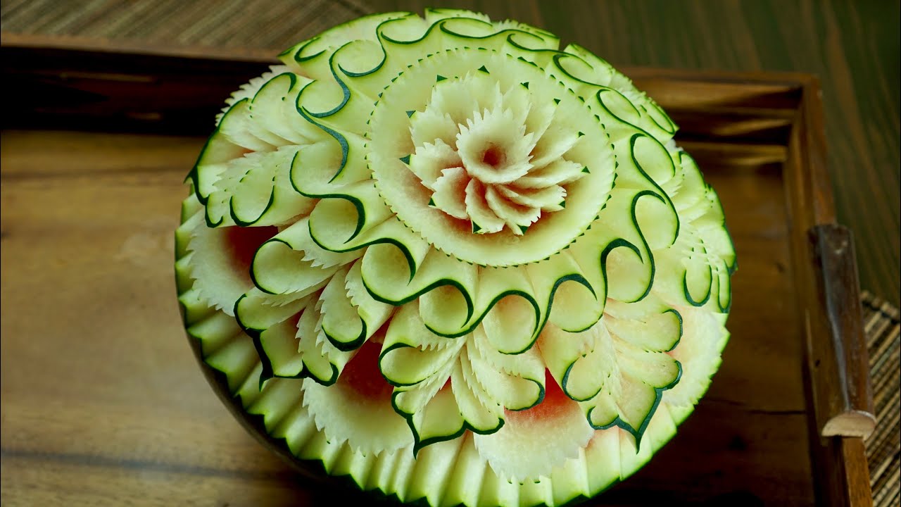 New watermelon carving design | fruit carving | by chef namtarn