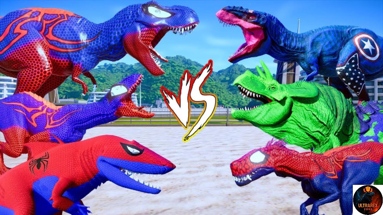 New! SPIDER-MAN Dinosaur vs. Pro Superhero 4 Dinosaurs Team |Spiderman Story|