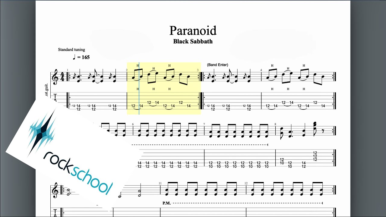 Paranoid Rockschool Hot Rock Grade 3 Guitar