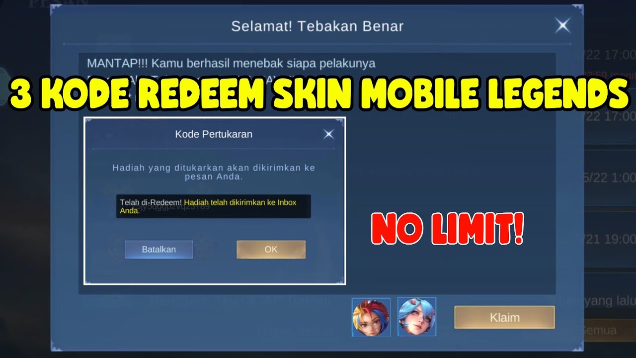 CEPAT KLAIM! 3 KODE REDEEM SKIN MOBILE LEGENDS GRATIS PERMANEN TERBARU ...