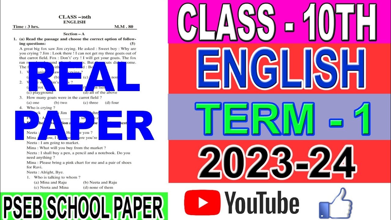 10th class english paper september 2023 class 10 english paper 18 september 2023 pseb english