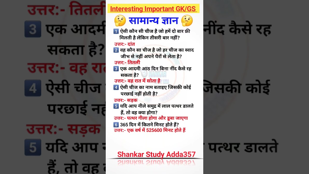 Interesting Important GK Question || GK shorts 