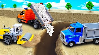 Rescue Lightning McQueen Truck with Dump Trucks On The Sand and Making Sand Road New | Toy Car Story