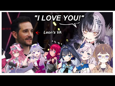 hololive girls react to Shiori shouting "I LOVE YOU!" to Leon S Kennedy's VA in the Future Game Show