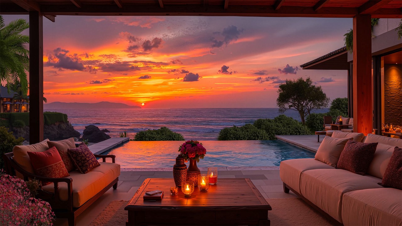 Relaxing Jazz at a Luxury Seaside Resort – Soft Jazz Under a Peaceful Sunset