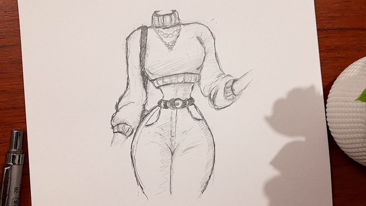 كيف ارسم جسم ||  كيف ترسم جسم فتاة  بالرصاص سهل 😍 ||  how draw | Drawing a girl's body, subscribe 