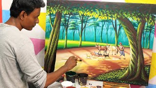 silence of the nature | forest nature drawing painting | village forest drawing