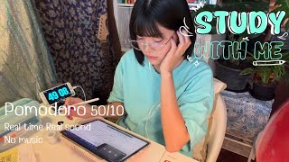 2Hours study with me Pomodoro 50/10 Real time Real sound No music 💕
