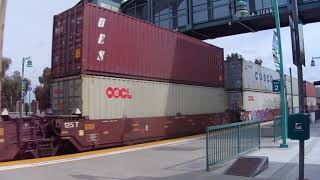 Another Long BNSF Stack Train Going West (W/ DPU'S) Thru Riverside, CA USA 3/10/2019