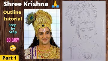 Shree Krishna Drawing step by step tutorial || Grid method drawing outline tutorial of Sourabh Raaj