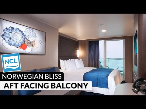 Norwegian Bliss Aft-Facing Balcony Stateroom walkthrough tour