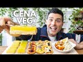 CENA VEG 011 - Pizzette, Ceci al forno su Riso di Cavolfiore e Quadrotti al limone