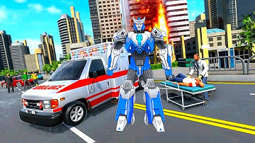 Flying Ambulance Robot Transform Game 2021 - FireTruck Helicopter Robot - Android Gameplay
