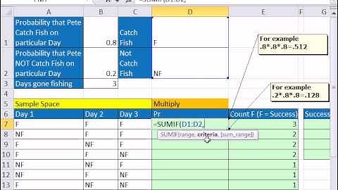 Excel Magic Trick 837: Lookup Multiplying with SUMIF & PRODUCT Experimental Outcome Probability