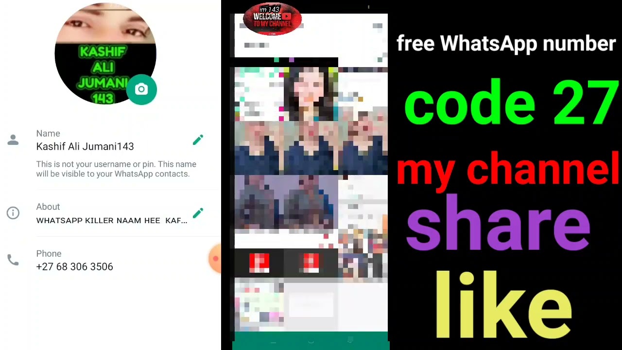 my new video latest free WhatsApp number code+27 🇿🇦