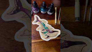 My flash painting process. Loved painting this space whale. #acrylicpainting #watercolor #tattooart