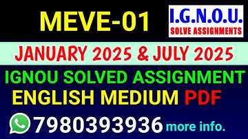 MEVE 01 solved assignment 2025 | MEVE 01 solved assignment 2025 | IGNOU MEVE 01 in English