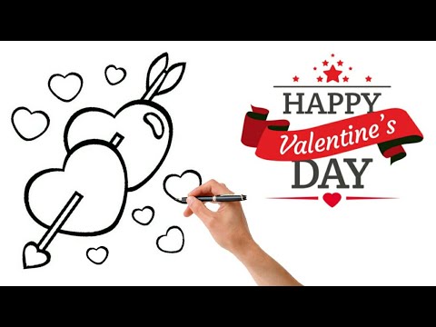 Valentines drawing | How to draw a heart with Arrow | Valentine's day ...