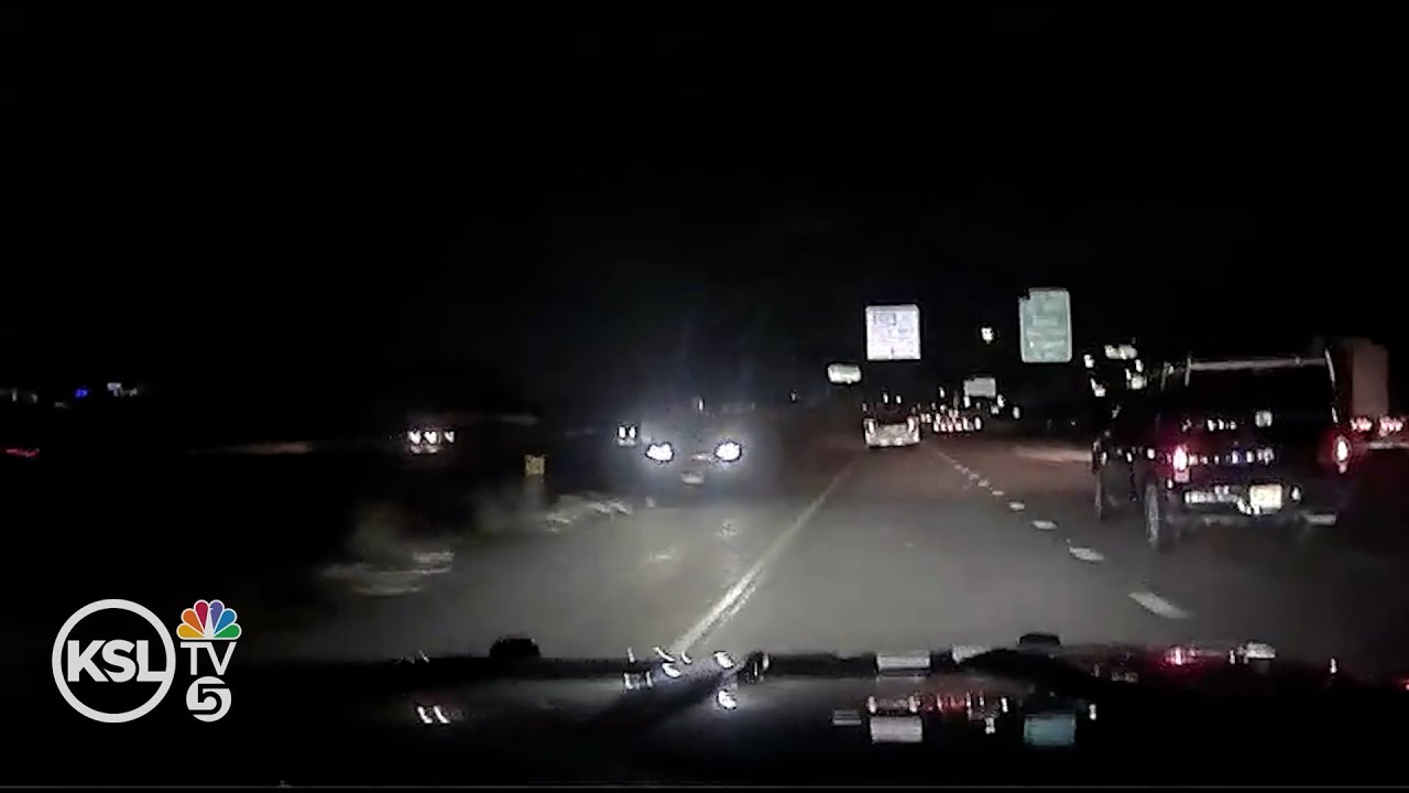 DASH CAM: UHP trooper narrowly misses wrong way driver on I-15 - YouTube
