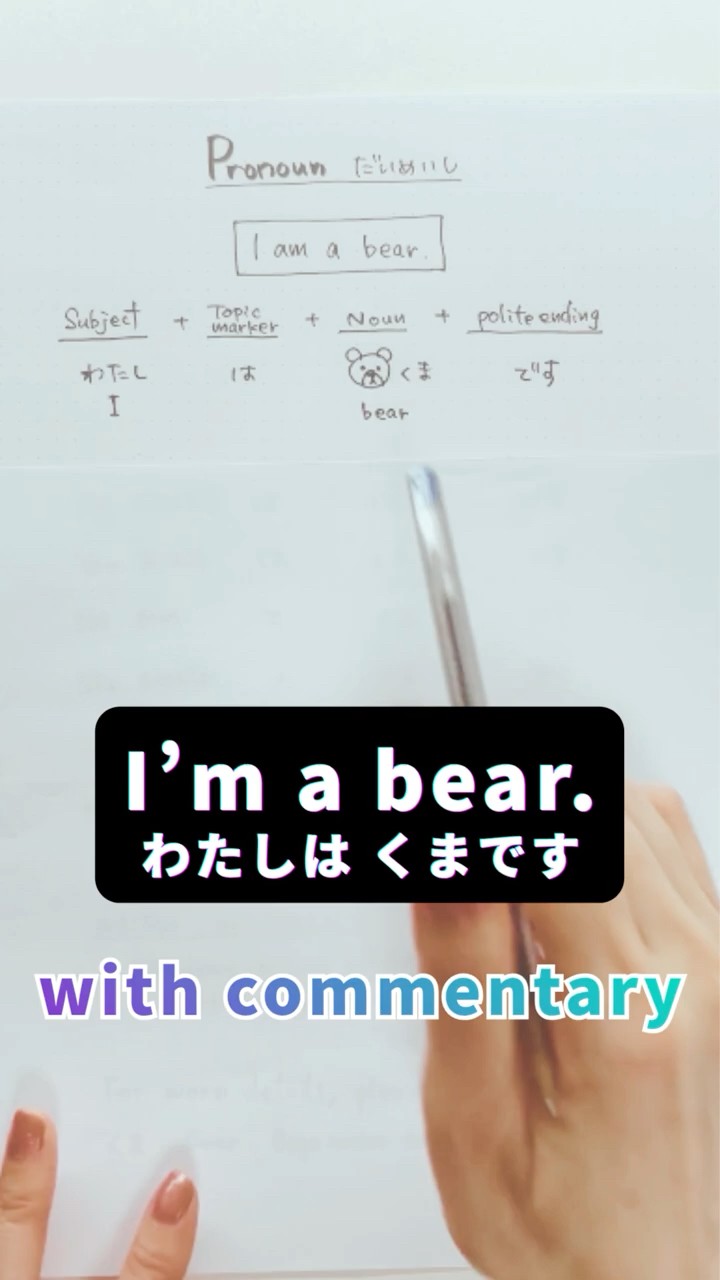 くま with commentary #desu #pronouns #learnjapanese