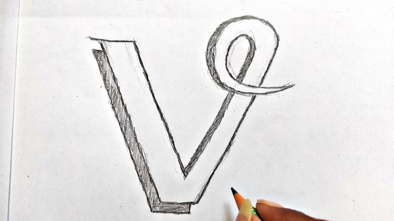 How To Drawing How To Draw letter V 3D letter YouTube