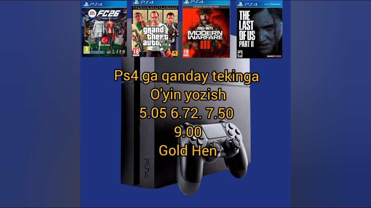 Ps4 ga usb fleshkadan qanday tekinga o’yin yozish proshivka gold hen Playstation 4 