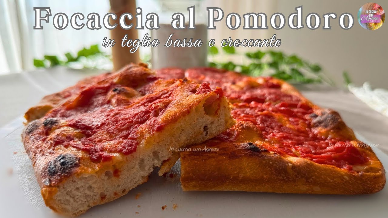 FOCACCIA AL POMODORO in teglia BASSA E CROCCANTE - con metodo senza impastare