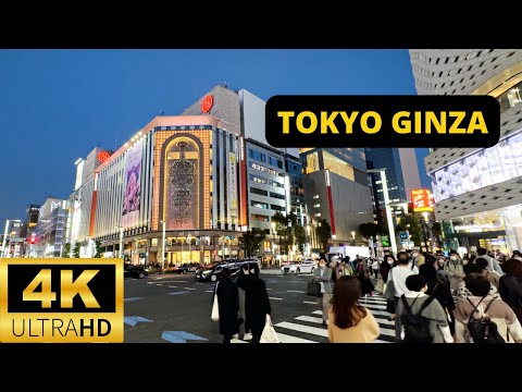 [4K] Evening Walk in TOKYO GINZA — World's Most Beautiful Shopping District — November 2022