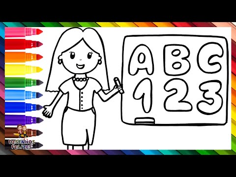 Desenhar E Colorir Uma Professora 👩‍🏫🌈 Desenhos Para Crianças