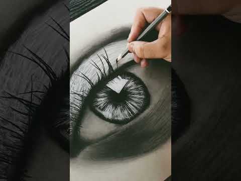 ASMR | Eye drawing using CHARCOAL #like #subscribe #viral #youtubeshorts