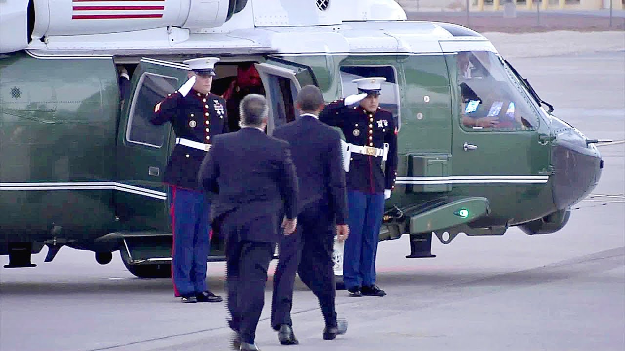 Marine One Helicopter President Barack Obama Takes Off
