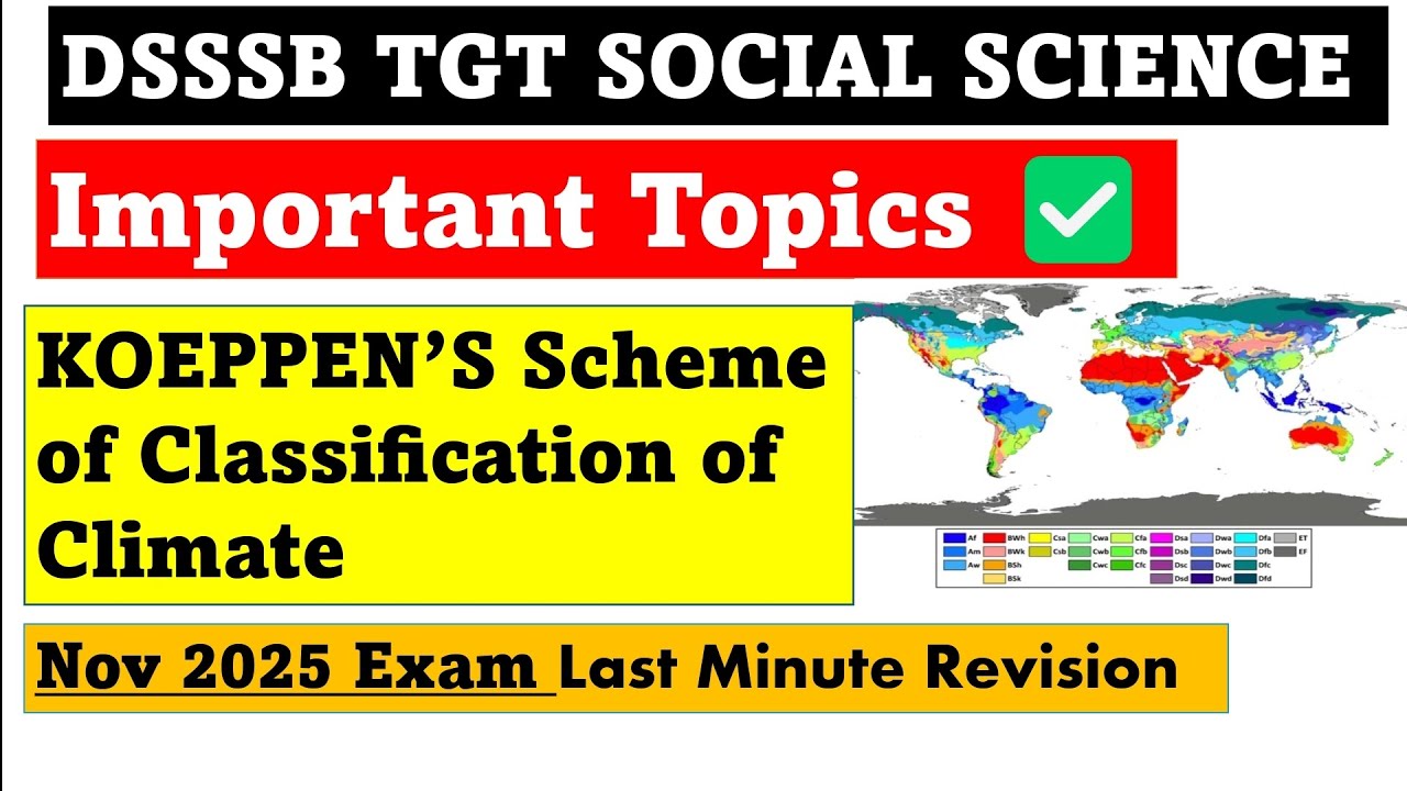 DSSSB TGT SOCIAL SCIENCE EXAM 2025 🔥 Koppen's classification of climate Explained ✅ 