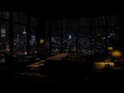 New York City Showers At Night - Relax With The Sound Of Rain On A Soft Bed 😴