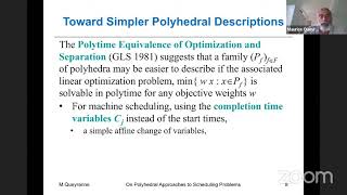 [Scheduling seminar] Maurice Queyranne (Sauder School, UBC) | On Polyhedral Approaches to Sched...