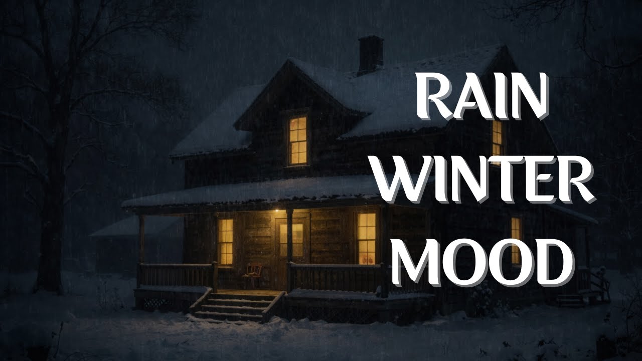 No Ads Cozy Cabin in Heavy Rain at Night 🌧️ Dim Lights Winter Ambience for Deep Sleep