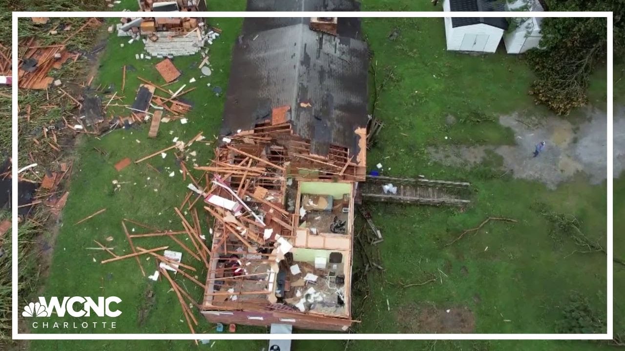 Drone video: Tornado destroys home in Sampson County, NC - YouTube
