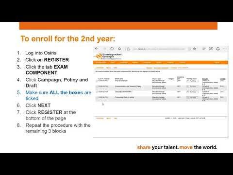 Osiris instruction - How to enroll for the 2nd year