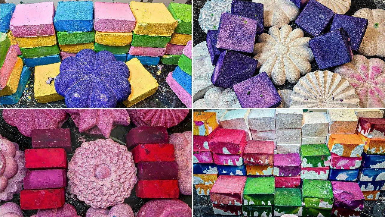 *sped up* Gorgeous Crunchy Coloured Gym Chalk! @ASMRgymchalkIndonesia | Gym Chalk