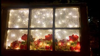 Famous DiY Salvage window lace decoupage & tiny lights Wealth