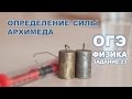 Определение выталкивающей силы (силы Архимеда)