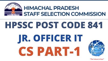 HPSSC POST CODE 841 JR. OFFICER IT || PART 1 COMPUTER || #hpsscpaper #hpssc #hppaper #joa939 #joa817