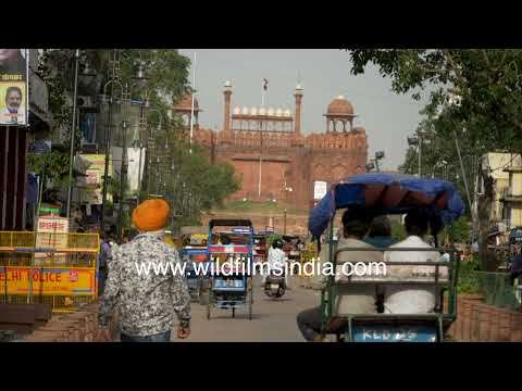 Chandni Chowk street leads towards the Red Fort in Old Delhi