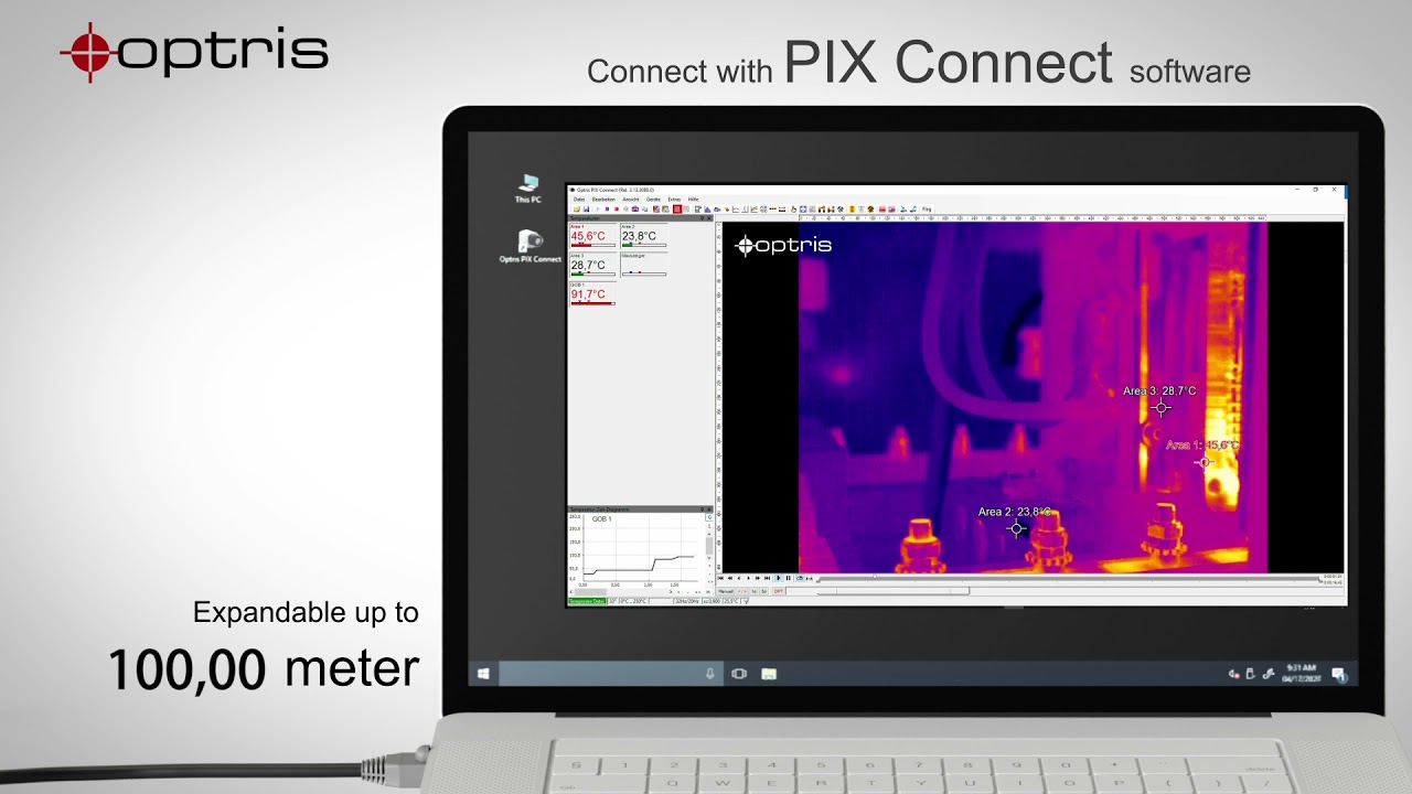 IR camera software optris PIX Connect for thermographic analysis