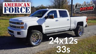 Can you fit 24x12 American Forces on a leveled 2016 Silverado 2500HD ??