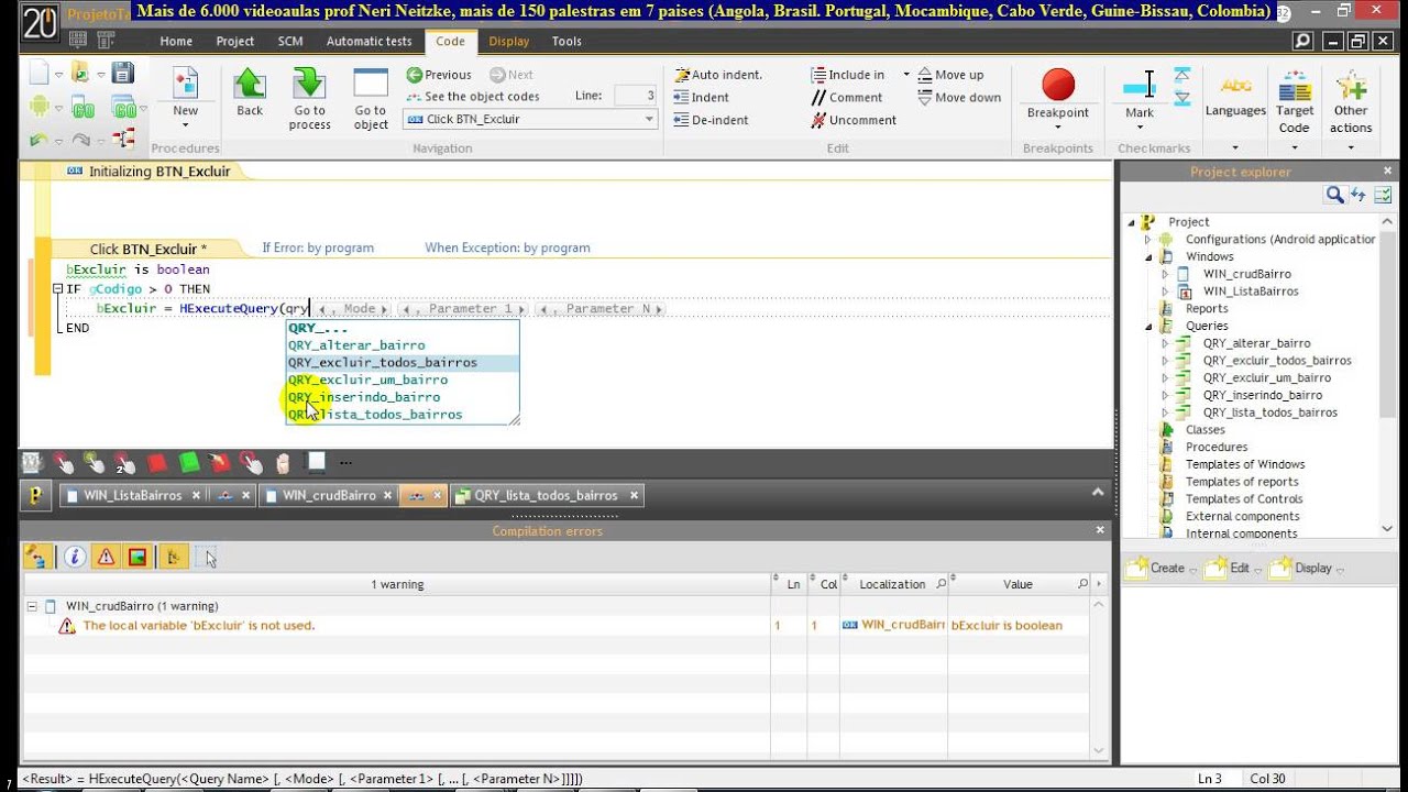 aula 6324 windev mobile   novo componente Table Windev Mobile 20 Querie delete