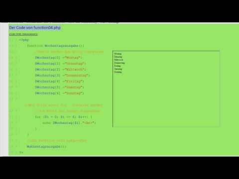 Lektion 40: Text (String) - Array INNERHALB einer function()